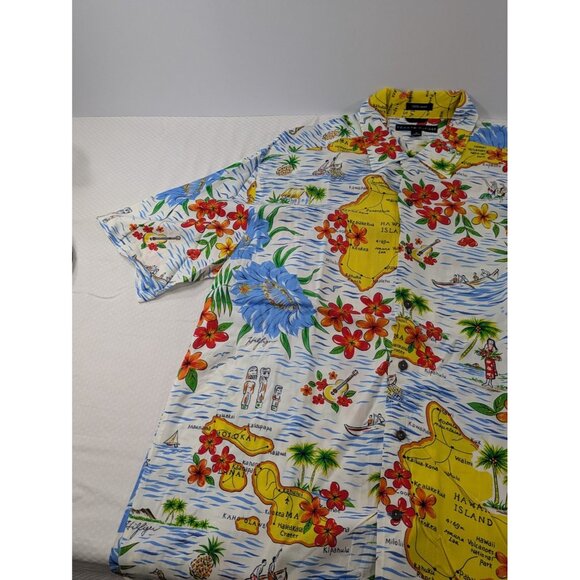 Vintage Tommy Hilfiger Hawaiian Shirt Mens AOP Casual Beach Party M Medium - Picture 3 of 8